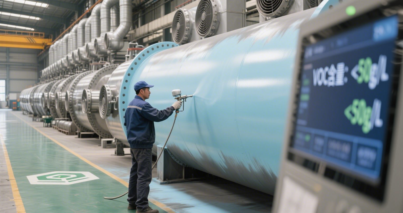 One of industrial water-based paint application